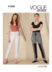 1828 Vogue Easy Stretch Knit Semi Fit Taper Drawstring Pocket Track Pants Pattern 4-26 New